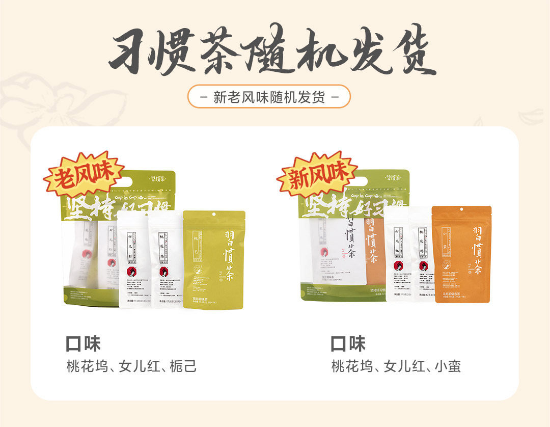 【中國直郵】茶顏悅色 習慣茶 冷泡茶 蜜桃烏龍茶 葡萄烏龍茶 21枚裝