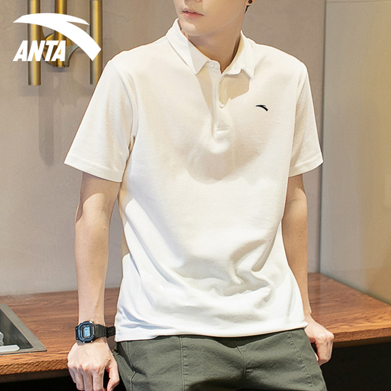 Ann Stepping Ice Skin T-shirt Short Sleeve Polo Jersey Man 2022 Summer New Turtlenecks Casual Breathable Sports Badminton Suit