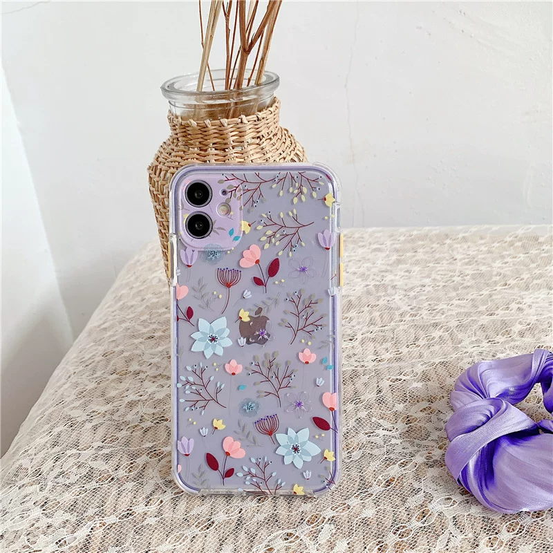 Кейс с 3D рельефным рисунком цветок для iPhone 11 Pro Max X XS MAX 7 8 Plus SE2020, мягкий бампер, прозрачный