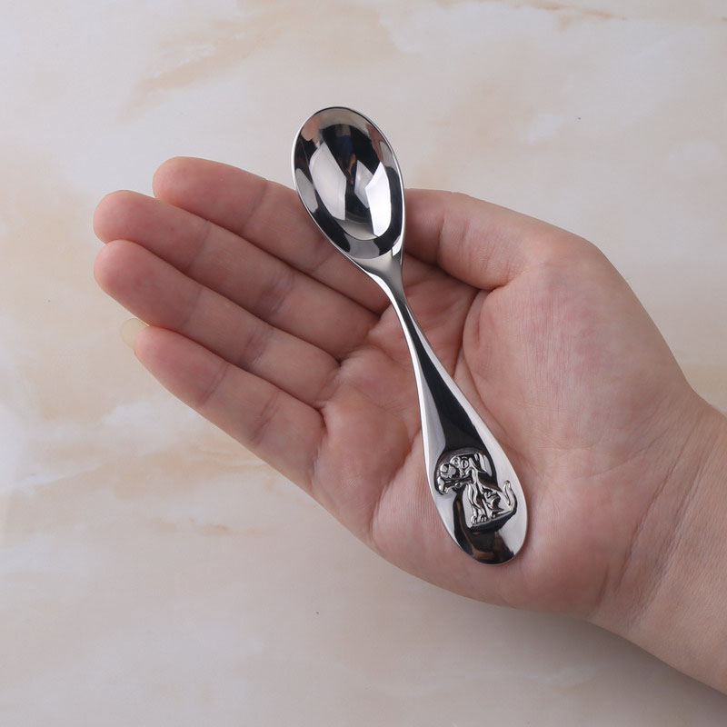 lediar child spoon 1810 stainless steel baby spoon small number cartoon deepening meal spoon baby portable cutlery home