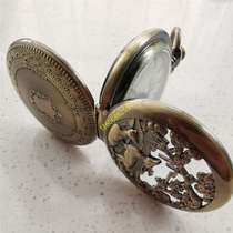 Hanging Watch Deer Old mechanical bifacial pure copper engraved with delicate empty Waimeter