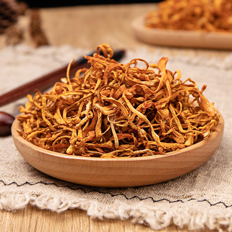 Mountain Yi Rain Caterpillar Fungus Flowers Large Spore Head No Lavender North Gold Chrysalis Caterpillar Fungus Dry Goods Pot Soup class 100g