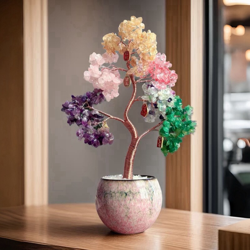 Colorful Good Luck Natural Crystal Lucky Tree Wealth-Attracting Desk Gift Mid-Autumn Festival Desktop Ornament Decoration Colorful Good Luck Natural Crystal Lucky Tree Wealth-Attracting Desk Gift Mid-Autumn Festival Desktop Ornament Decoration