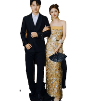 New Chinese-style dressing gown for women high-end bride wedding toast dress engagement dress tube top light luxury niche high-end summer