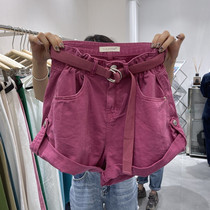 Runway Korean version 2022 summer new casual all-match high-waisted slim wide-leg rolled edge pocket jeans shorts women