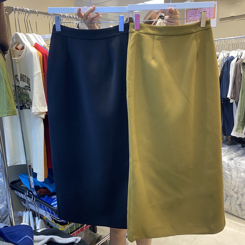 trust me Korean version 2022 fall new temperament brief trendy high waist display slim fit straight cylinder half body dress hip skirt 