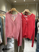 Double seven Han Edition 2023 Spring 2023 new temperament V-collar wool thin knitting sweater tide