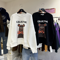 stvle Korean version of the new winter loose all-match casual cartoon print long-sleeved round neck plus fleece sweater womens top