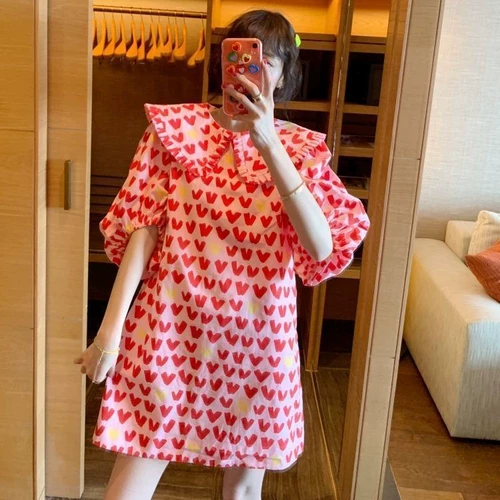 Южнокорейский летний товар, клубника, платье, А-силуэт