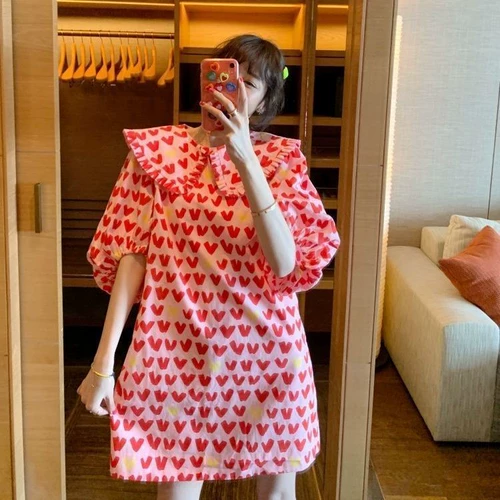 Южнокорейский летний товар, клубника, платье, А-силуэт