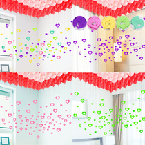 Laser heart-shaped five-star happy word butterfly dolphin rain sequin balloon pendant wedding ceremony birthday decoration