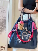 Синие большие красные бретели, с вышивкой