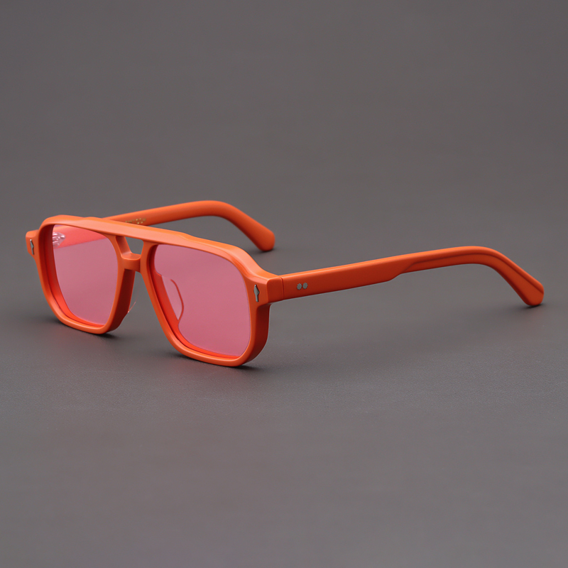 Moscot Lemtosh Sunglasses for Women, Aviator Style, Orange Frame Glasses, Large Face, Double Bridge, Pink Polarized Sunglasses for Men