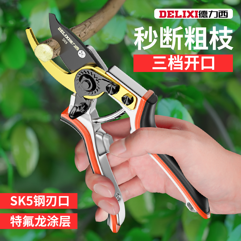 Delixi pruning scissors pruning fruit tree pruning branches strong flower scissors gardening garden flower art labor-saving scissors