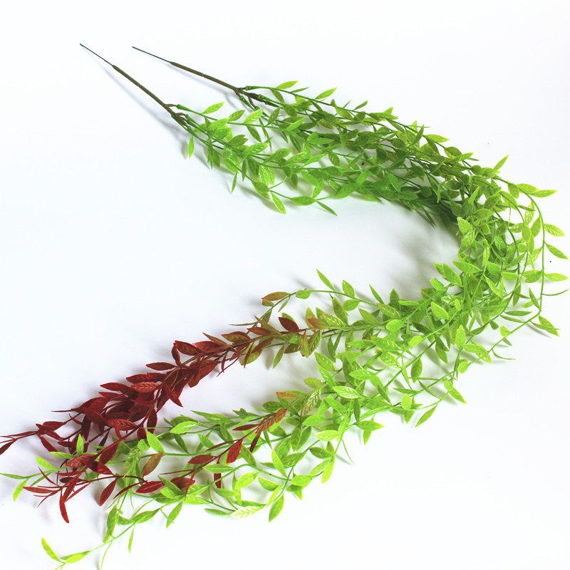 模造柳のリース飾り、人工のつる、造花、緑の葉、天井飾り、プラスチック製の葉の吊り下げバスケット、つる植物。