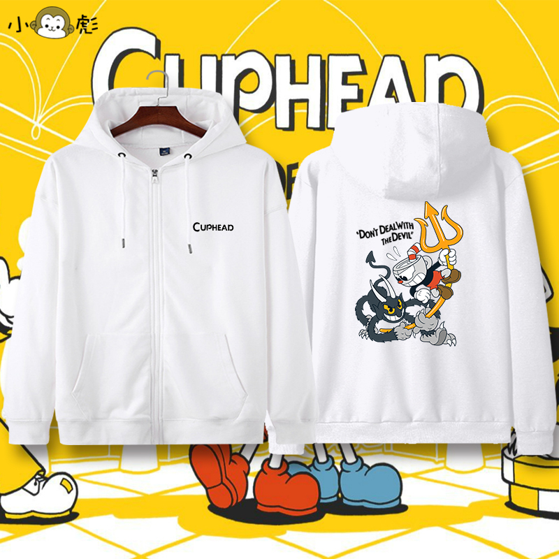 Steam Cuphead Adventure Switch Cartoon Game Zip-Up Sweatshirt for Men, Women, Children, and Students