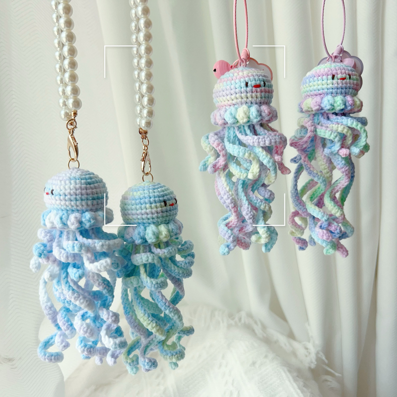 Hand-Woven Jellyfish Pendant Crochet Pendant Colorful Little Octopus Cute Octopus Keychain Finished Product Hand-Woven Jellyfish Pendant Crochet Pendant Colorful Little Octopus Cute Octopus Keychain Finished Product