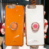 Applicable apple 6splus mobile phone shell plated silicone gel clock holder iphone6 protective shell ring buckle airbag anti-fall 6p protective sleeve camera full package lens 6sp female i6 i6 ip6