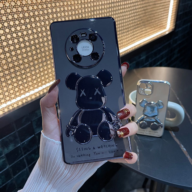Huawei mate30pro mobile phone protection shell violent bear 3D stereo mate40pro protective sleeve cute cartoon mt40e burst net red female 30epro plated p40