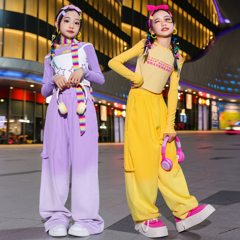 Street dance Tide Suits Girl Dew dopamine suit jazz walking show to serve children's boomer jazz dance performance-Taobao