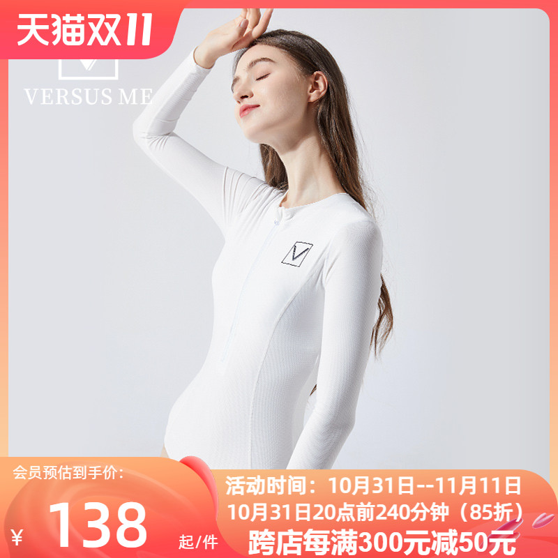 VERSUSME swimsuit women's summer long-sleeved slimming sunscreen cover belly sexy one-piece fashion diving swimsuit women