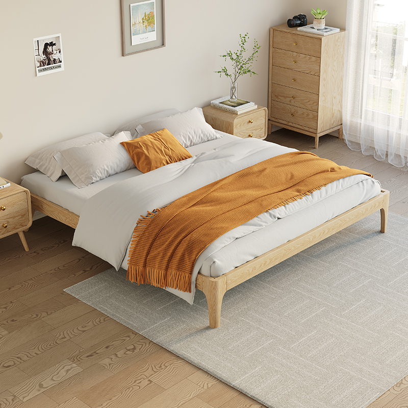 Nordic children's single bed 1 35 one meter two bed shelf without bedside solid wood 1 meter bed simple Japanese tatami