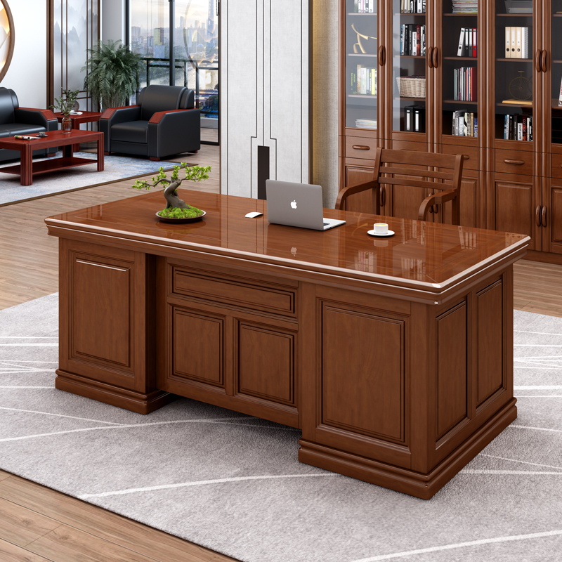 Solid wood desk atmosphere boss table and chair combination new Chinese executive desk single computer desk home writing desk