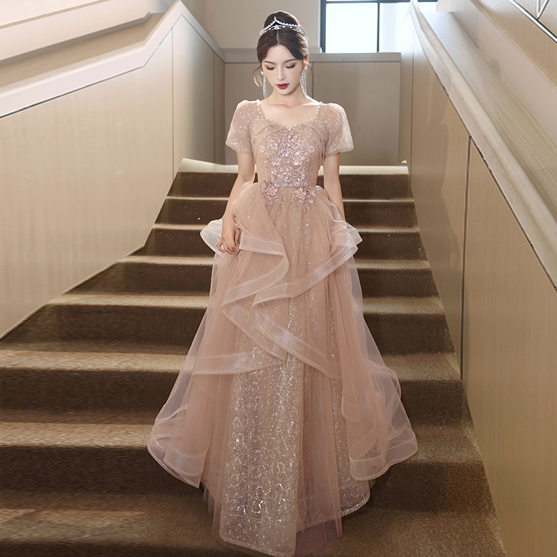 Three -year old shop eight sizes large size evening dresses female fat MM200 catties banquet temperament art test niche piano performance adult gift host skirt