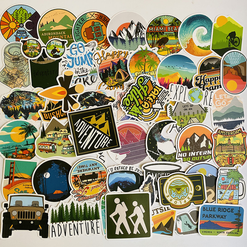 50 outdoor scenery stickers suitcase suitcase laptop mobile phone protective shell iPad water cup stickers waterproof