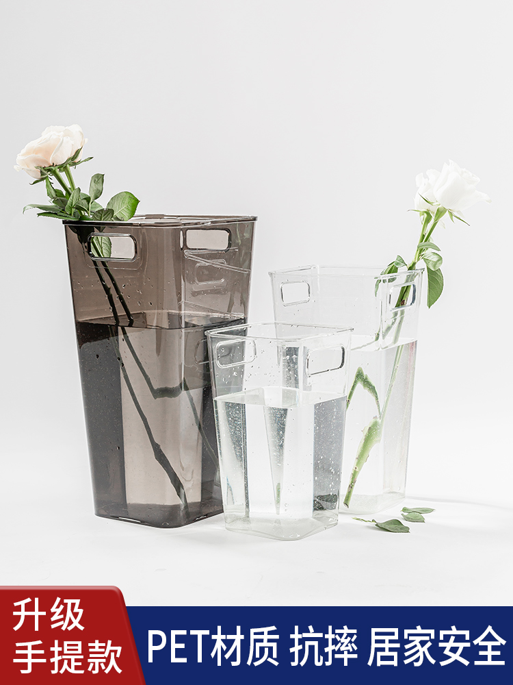 Transparent acrylic woke flower barrel flower shop vase deep water barrel raised flower barrel home flowers big number French flower arrangement cylinder-Taobao