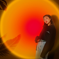 Sunset lamp Net red photo fill light Floor lamp Living room bedroom projection Sun does not fall Creative sunset bedside sofa Live room atmosphere arrangement lighting photography LED shake audio and video shooting