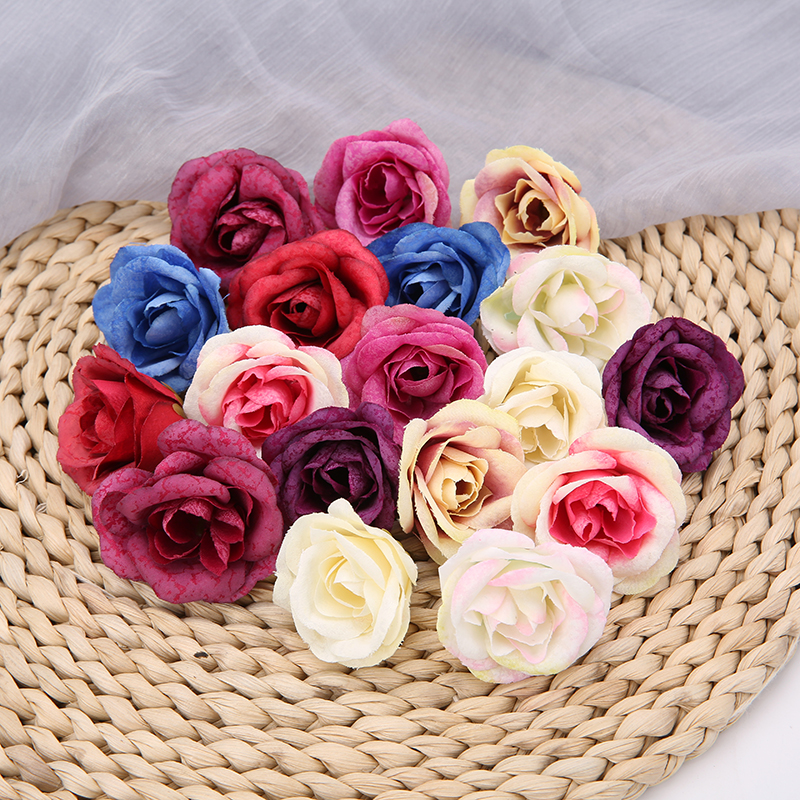 Emulation Rose head handmade DIY handmade flower ring material Wedding wedding flower wall Decorative Wedding box Sugar accessories