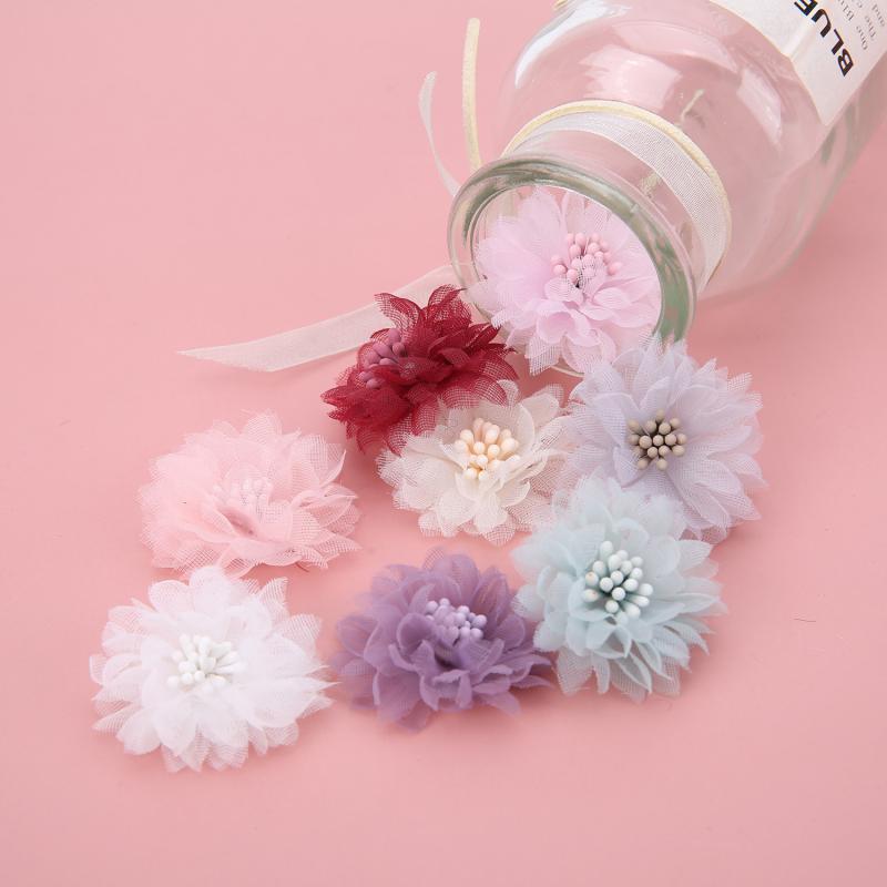 Simulation cherry blossom hibiscus yarn flower diy handmade flower ring chest floral head decoration semi-finished material wedding decoration accessories