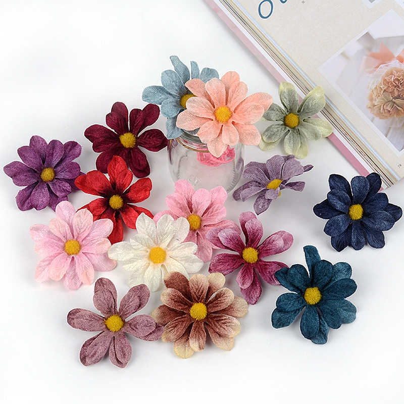 Simulation Retro Sunflower Chrysanthemum Fake Floral Flowers Diy Handmade Flower Ring Chest Floral Head Decoration Material Wedding Decoration