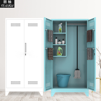 Home balcony locker classroom mop broom storage cabinet stainless steel cleaning cabinet iron cleaning sanitary cabinet