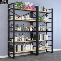 Iron bookshelf steel-wood combination display stand floor-to-ceiling multi-storey simple living room storage rack sample display shelf