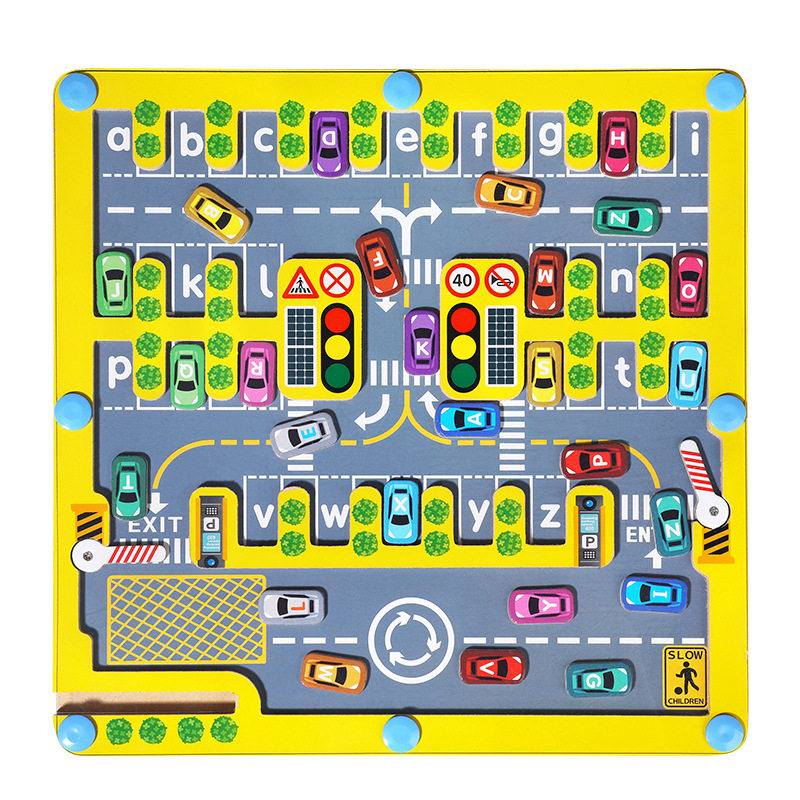 Magnetic Maze Car-Moving Puzzle, Letter Matching Parking Lot Educational Toy, Focus Development, Parent-Child Interaction, Birthday Gift