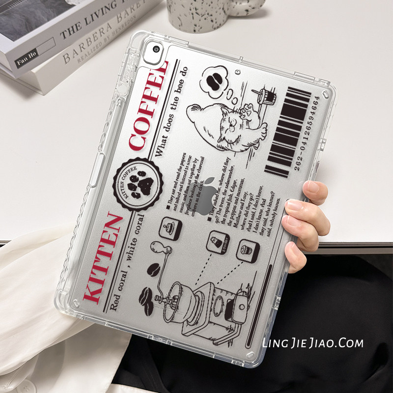 (High Through Acrylic) Applicable ipadair5 Protective sleeve Apple XI Gen 10 9-inch flat shell with pen slot pro11 Lazy Cat Cat 2022 Anti-Bend Single Bottom 2021 Anti-Fall