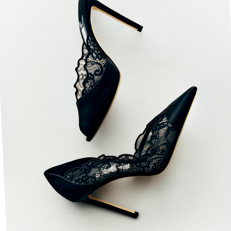 [Same Style as Bai Lu] Jimmy Choo/Brigitte 100 Women's Lace Satin High Heels