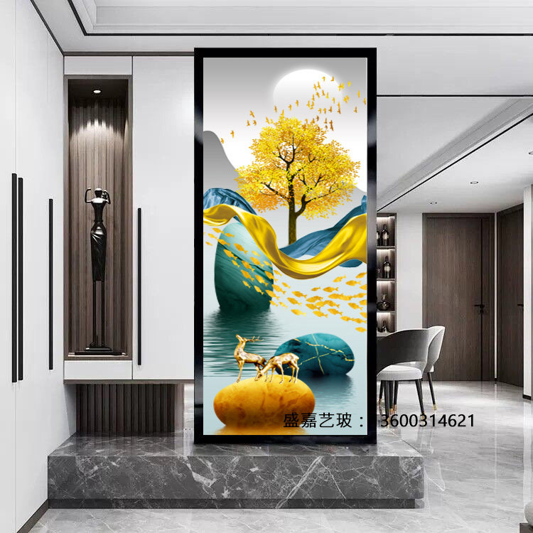 Nordic art glass partition screen abstract light luxury small apartment entrance entrance bedroom shade frosted opaque