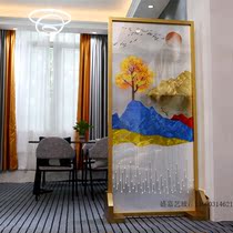 Art glass screen Living room kitchen and bathroom partition Chinese style simple entrance door Enamel color craft double-sided customization