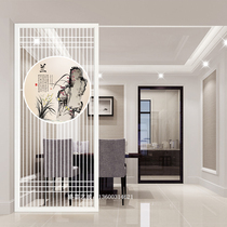New Chinese art glass partition screen partition Bedroom block entrance Frosted double-sided translucent foldable
