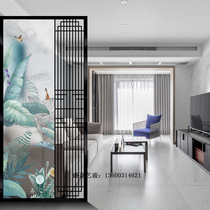 Modern minimalist art glass screen partition Living room entrance Frosted translucent double-sided effect aisle background wall