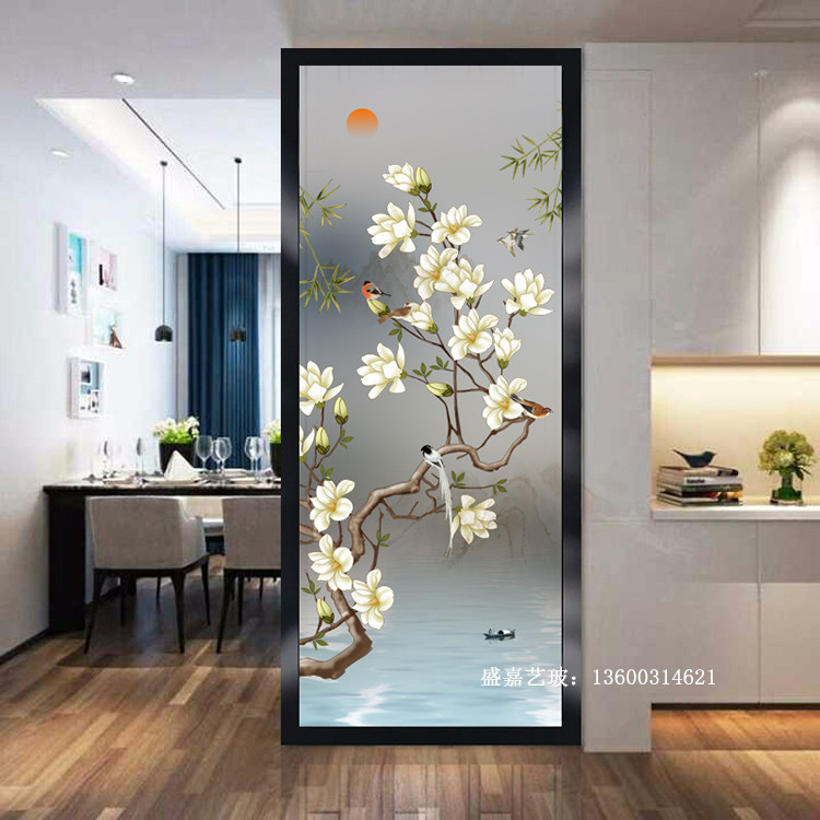 Chinese art glass partition living room bedroom screen small family type starter GENGUAN BIFACIAL EFFECT FROSTED CUSTOM-MADE