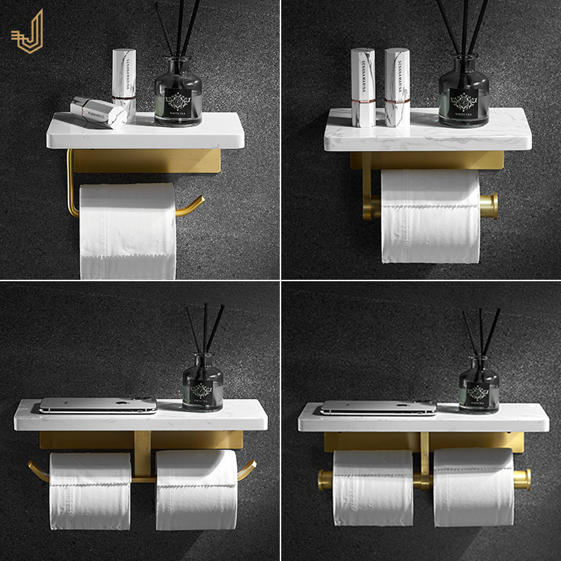 Light luxury marble powder room toilet toilet paper holder roll toilet paper holder mobile phone punch-free tissue holder rack wall-mounted