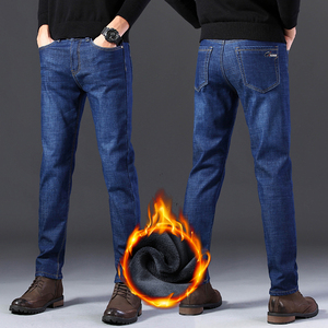 秋冬季牛仔裤男直筒长裤秋季加绒加厚男裤