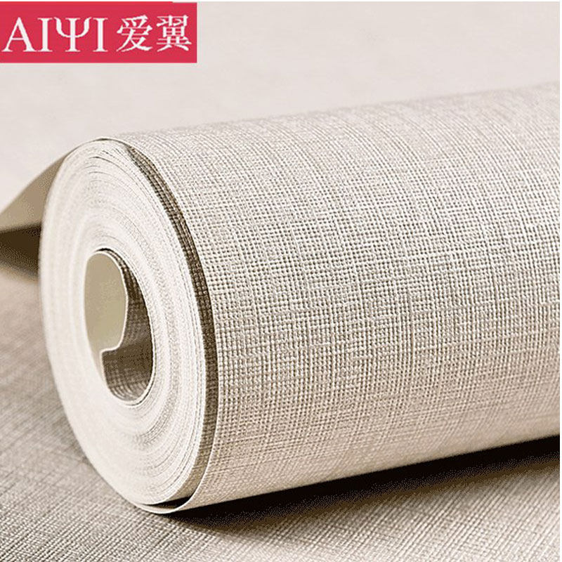Nordic Waterproof Linen Pattern Khaki Pure Color Wallpaper TV Background Wall Living Room Bedroom Tatami Wallpaper