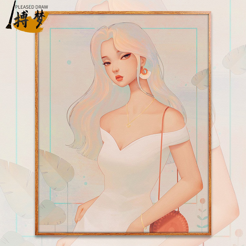 Bo dream digital oil painting diy fill color hand-painted to reduce boredom cure woman character simple living room decoration oil painting