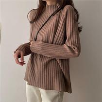 Spot quick-release half-turtle collar knitted bottoming shirt for women 2024 new mid-length loose lazy style long-sleeved sweater
