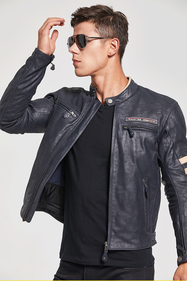 SBK Locomotive Leather Clothing Locomotive Riding Suit Rider Equipped Casual Retro Cow Leather Anti-Fall Season Racing Man